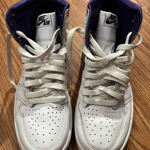 Nike Air White and Purple High-Top Sneakers